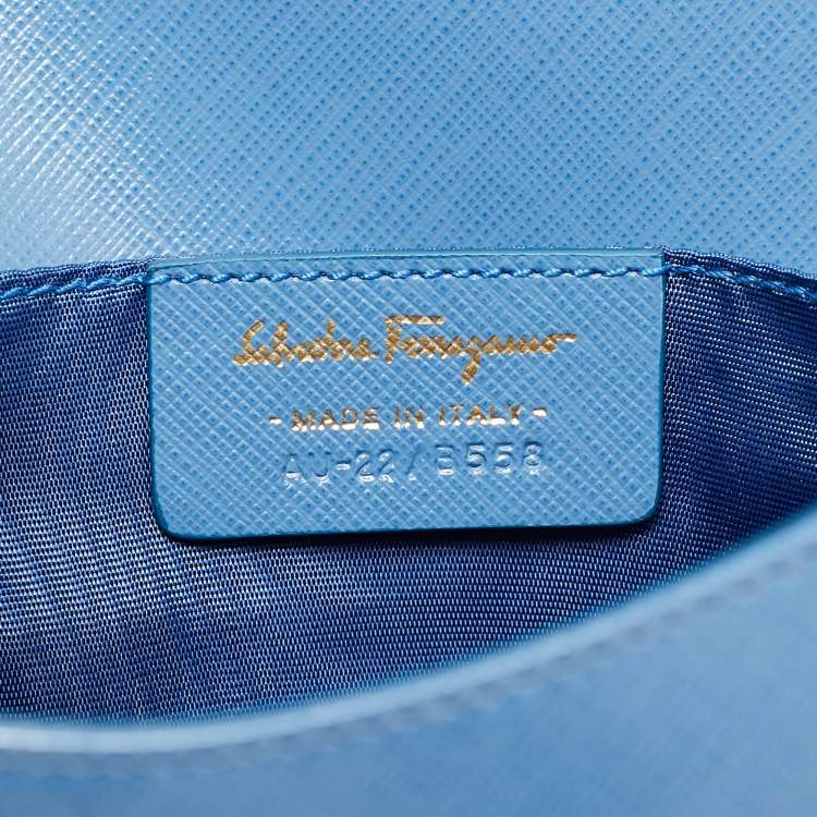 Pre Owned Salvatore Ferragamo Ginny Light Blue Leather Shoulder Bag