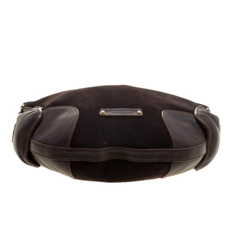 Pre Owned Salvatore Ferragamo Brown Suede and Leather Hobo