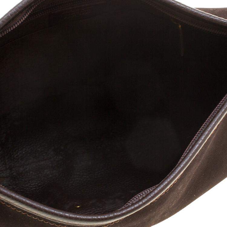 Pre Owned Salvatore Ferragamo Brown Suede and Leather Hobo
