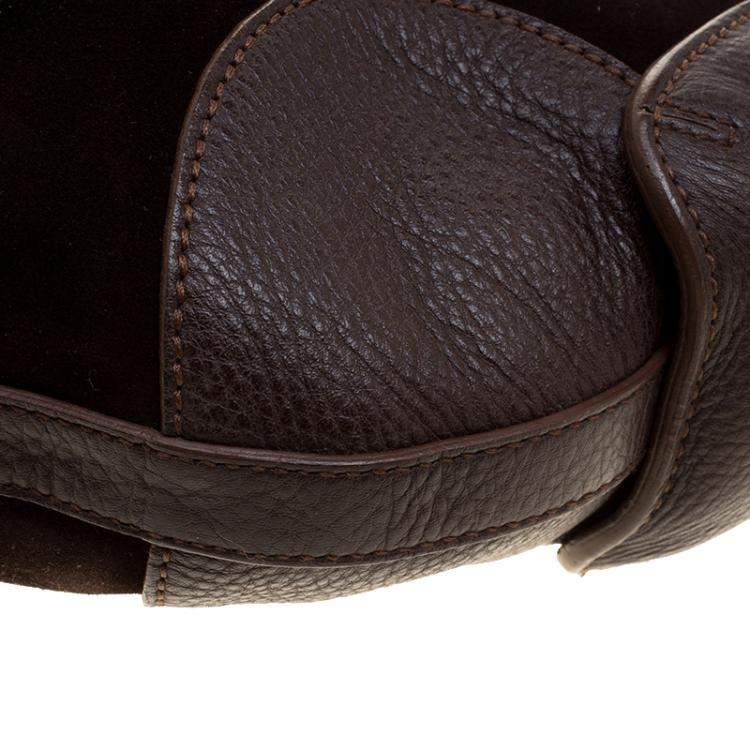 Pre Owned Salvatore Ferragamo Brown Suede and Leather Hobo