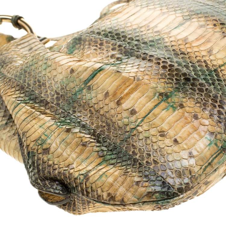 Pre Owned Salvatore Ferragamo Yellow Python Shoulder Bag