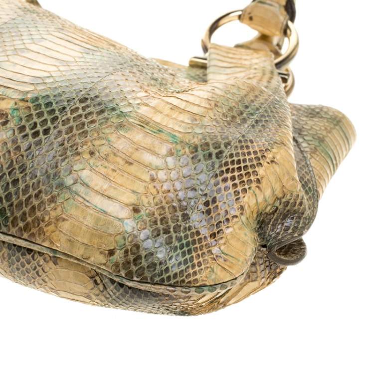 Pre Owned Salvatore Ferragamo Yellow Python Shoulder Bag