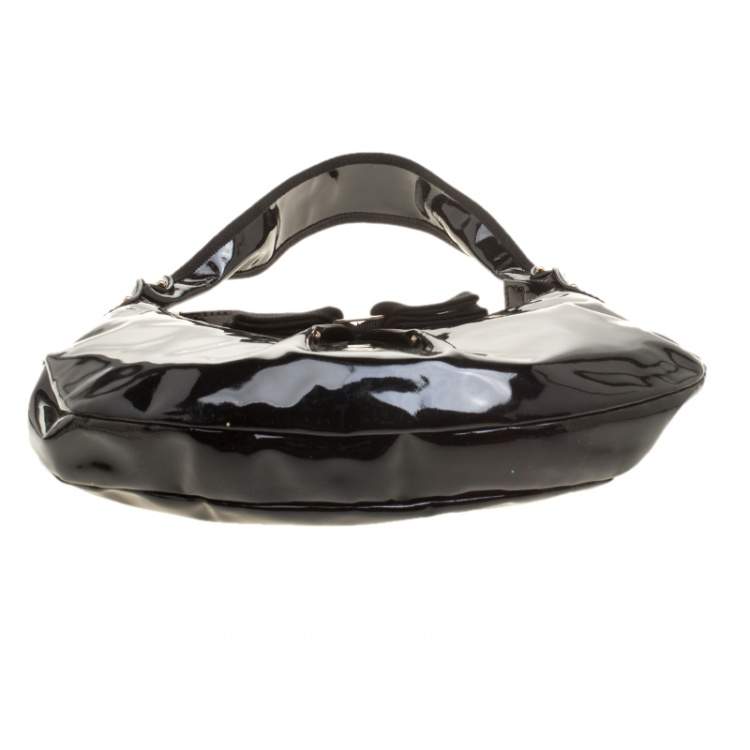 Pre Owned Salvatore Ferragamo Black Patent Leather Miss Vara Hobo