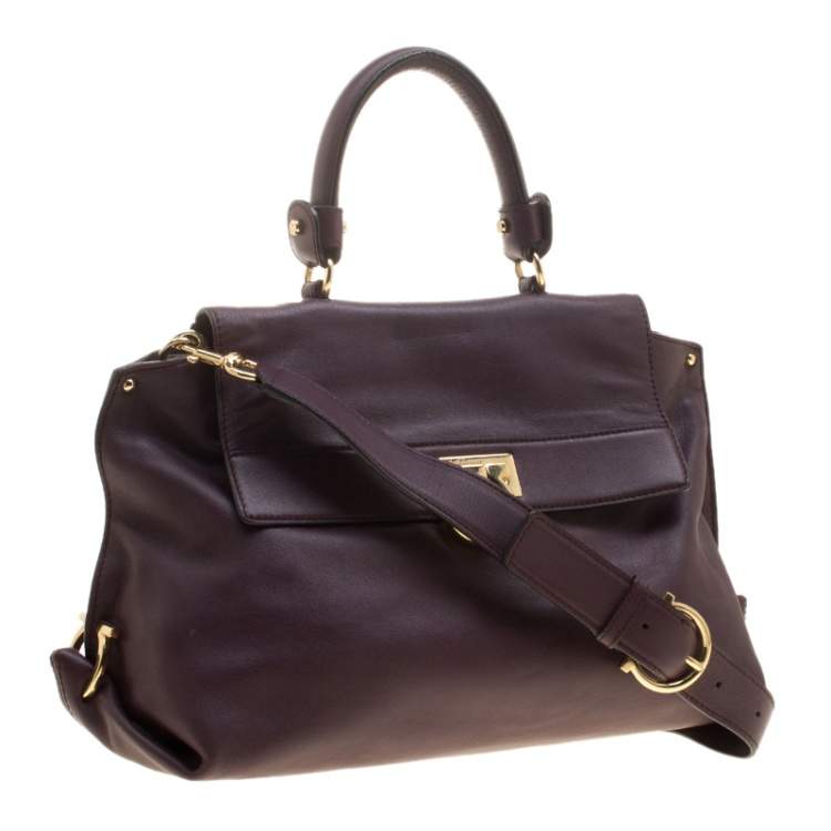 Pre Owned Salvatore Ferragamo Purple Leather Medium Sofia Satchel
