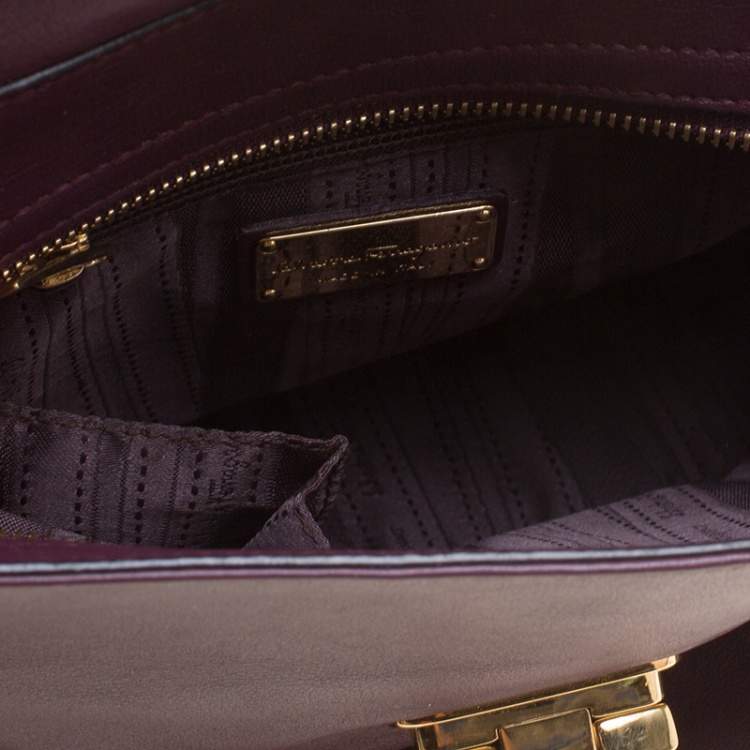 Pre Owned Salvatore Ferragamo Purple Leather Medium Sofia Satchel