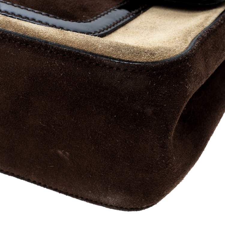 Pre Owned Salvatore Ferragamo Multicolor Suede and Leather Shoulder Bag