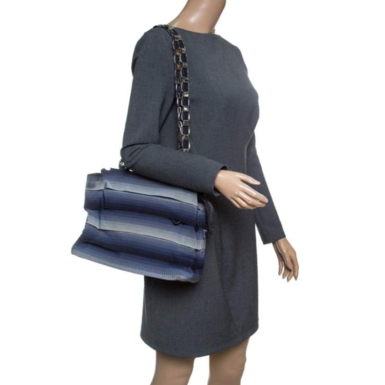 Pre Owned Salvatore Ferragamo Blue Ombre Canvas Shoulder Bag
