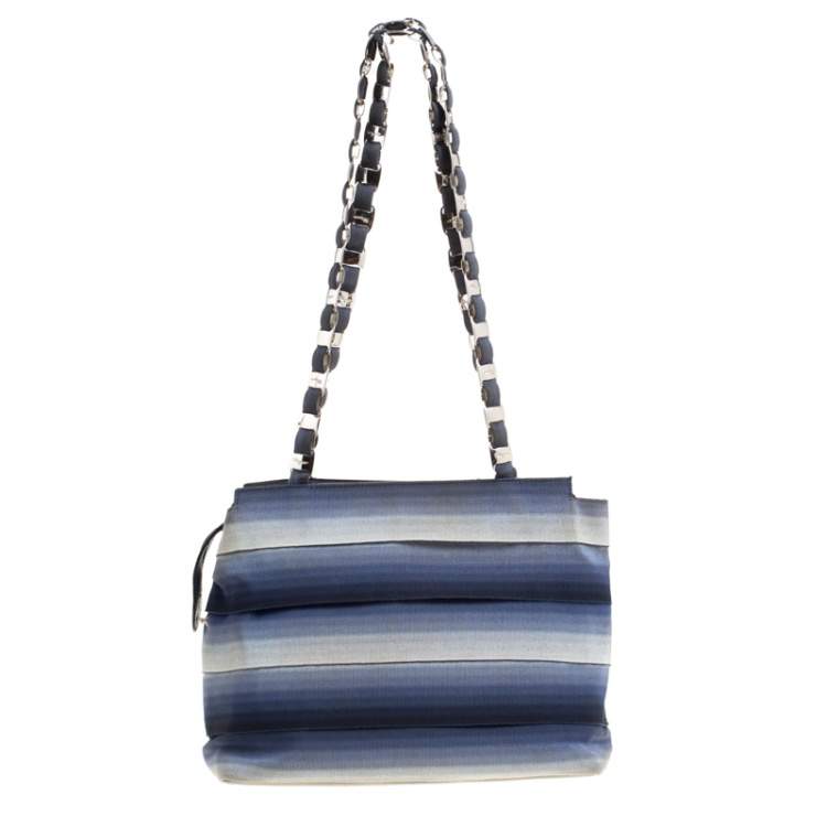 Pre Owned Salvatore Ferragamo Blue Ombre Canvas Shoulder Bag