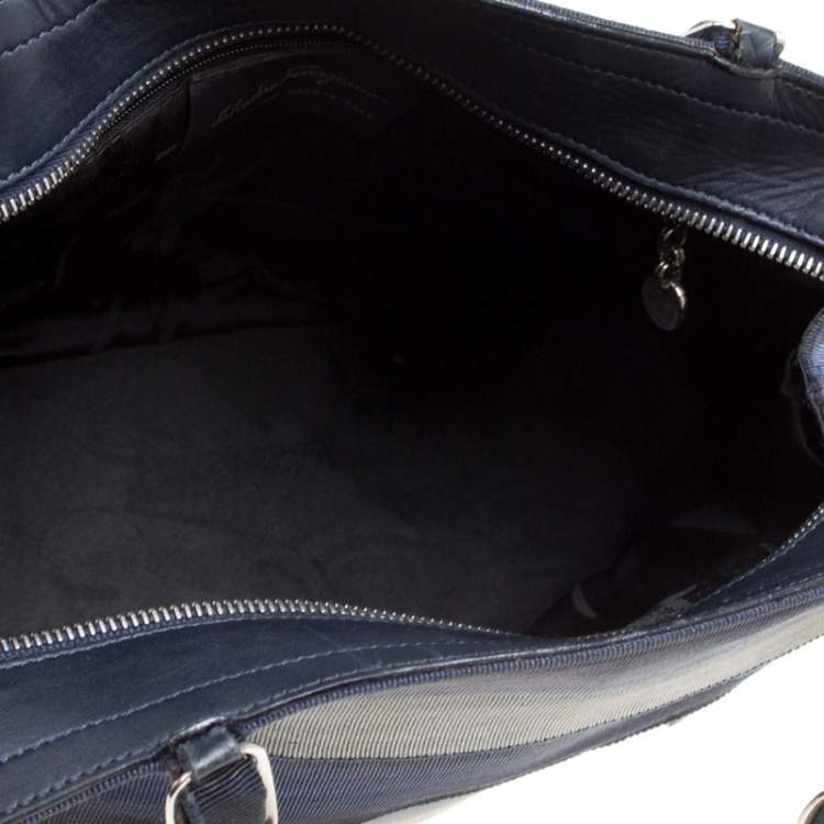 Pre Owned Salvatore Ferragamo Blue Ombre Canvas Shoulder Bag