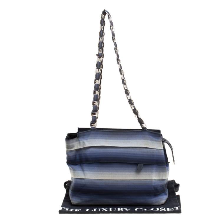 Pre Owned Salvatore Ferragamo Blue Ombre Canvas Shoulder Bag