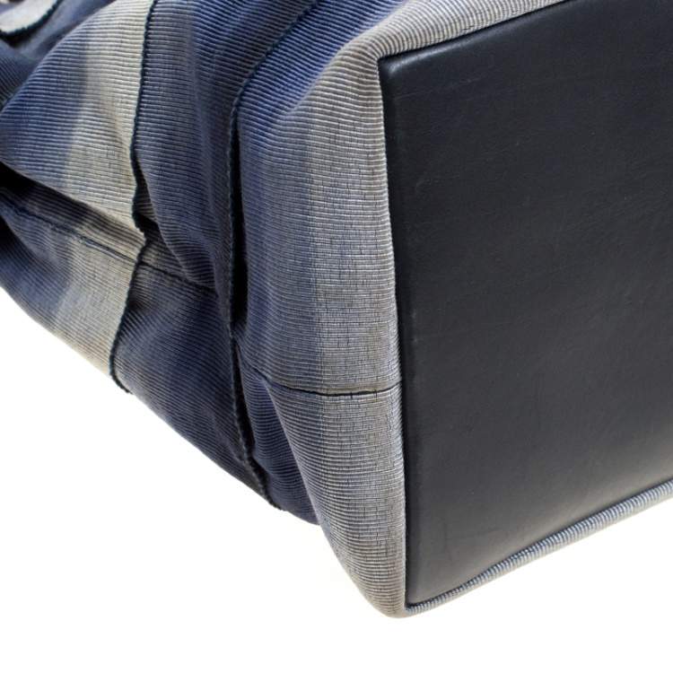 Pre Owned Salvatore Ferragamo Blue Ombre Canvas Shoulder Bag