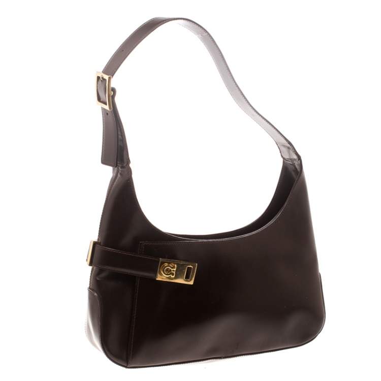 Pre Owned Salvatore Ferragamo Brown Leather Gancio Hobo