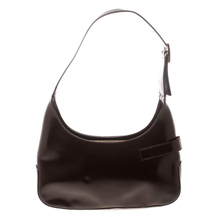Pre Owned Salvatore Ferragamo Brown Leather Gancio Hobo