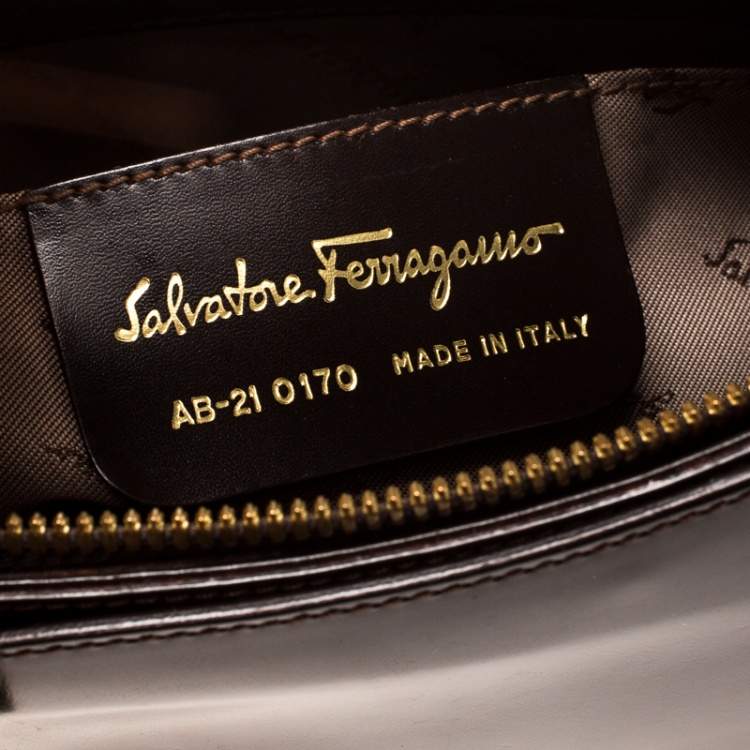 Pre Owned Salvatore Ferragamo Brown Leather Gancio Hobo