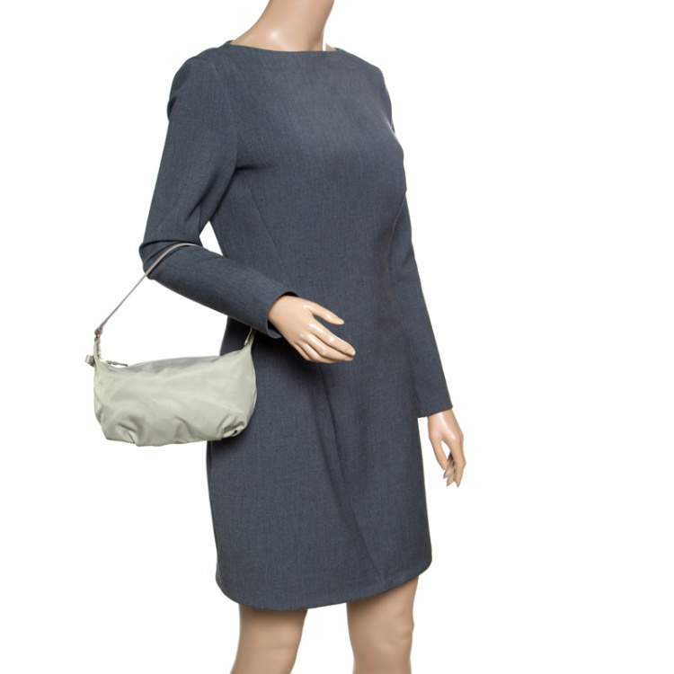 Pre Owned Salvatore Ferragamo Light Green Nylon Hobo