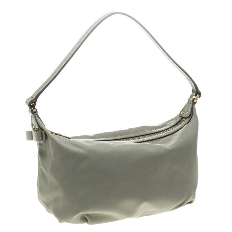 Pre Owned Salvatore Ferragamo Light Green Nylon Hobo
