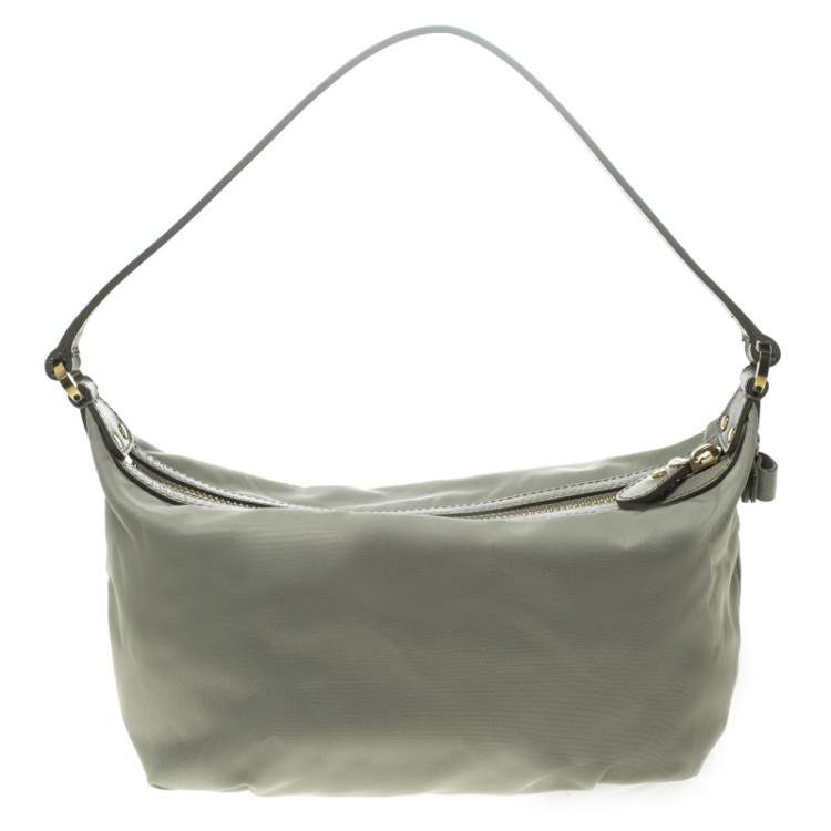 Pre Owned Salvatore Ferragamo Light Green Nylon Hobo