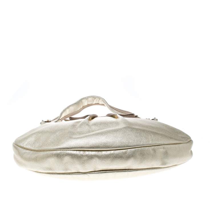 Pre Owned Salvatore Ferragamo Metallic Light Gold Leather Miss Vara Hobo