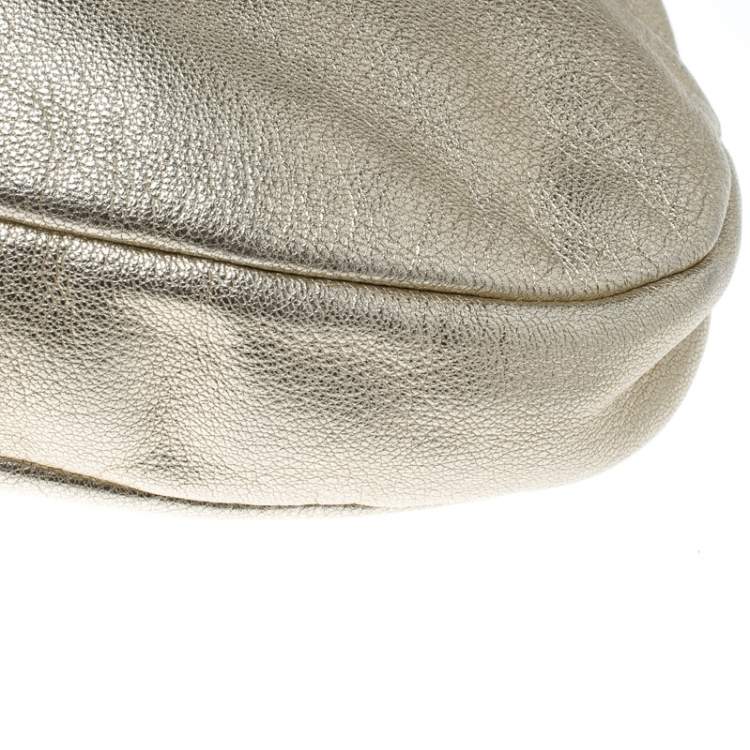 Pre Owned Salvatore Ferragamo Metallic Light Gold Leather Miss Vara Hobo