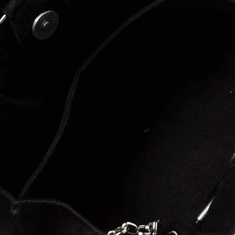 Pre Owned Salvatore Ferragamo Black Suede Chain Shoulder Bag