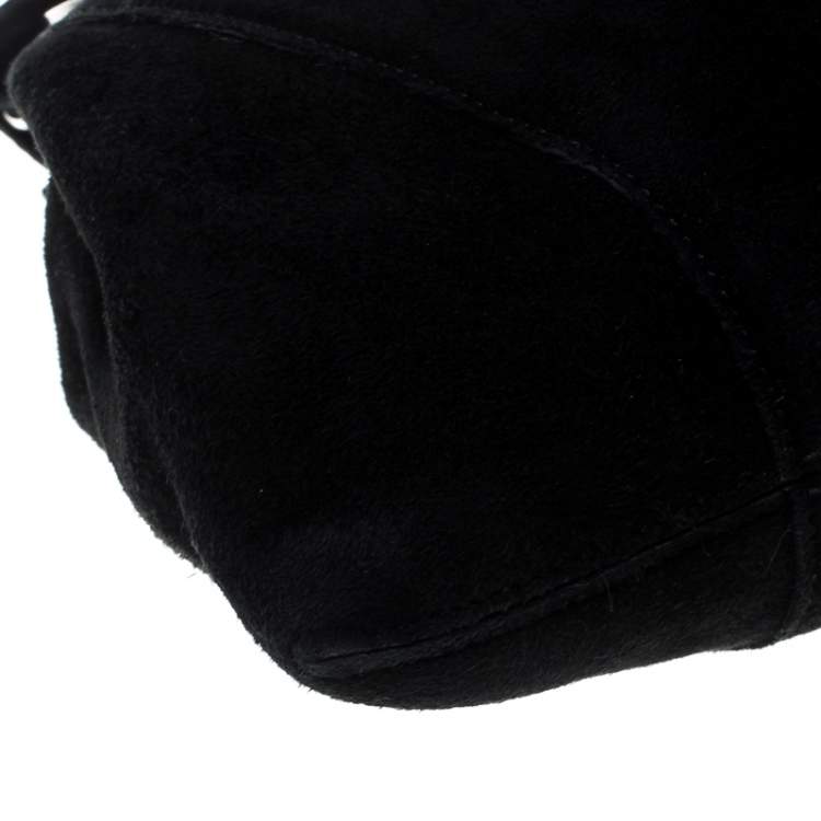 Pre Owned Salvatore Ferragamo Black Suede Chain Shoulder Bag