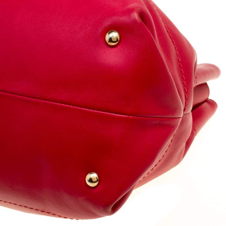 Pre Owned Salvatore Ferragamo Red Leather Chain Tote