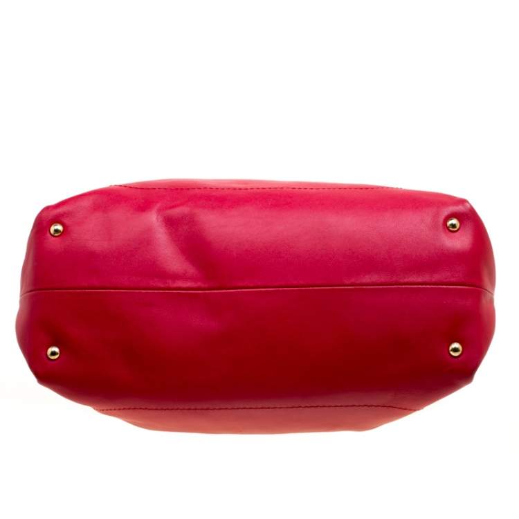 Pre Owned Salvatore Ferragamo Red Leather Chain Tote