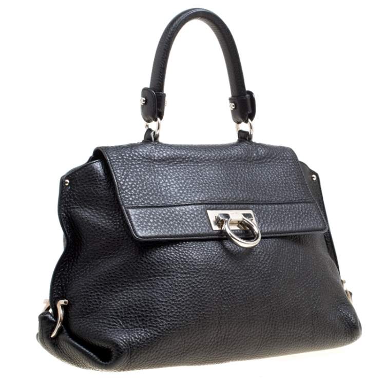مملوكة مسبقًا Salvatore Ferragamo Black Leather Medium Sofia Satchel