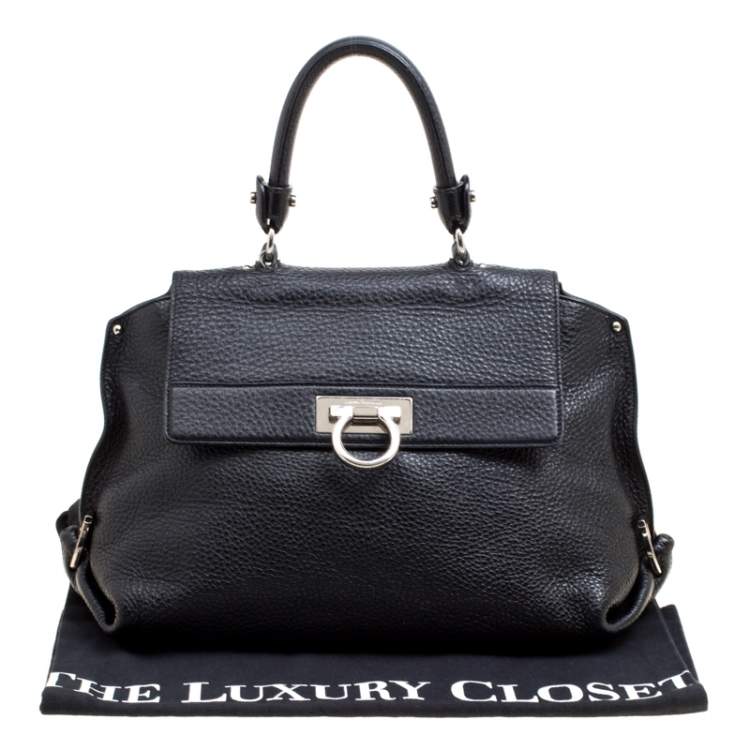 مملوكة مسبقًا Salvatore Ferragamo Black Leather Medium Sofia Satchel