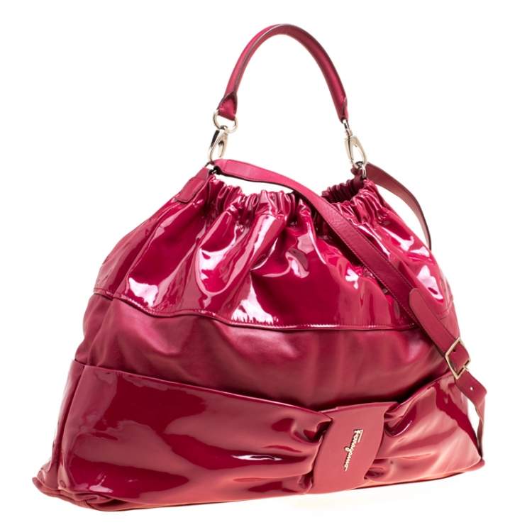 Pre Owned Salvatore Ferragamo Red Leather Hobo