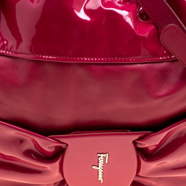 Pre Owned Salvatore Ferragamo Red Leather Hobo