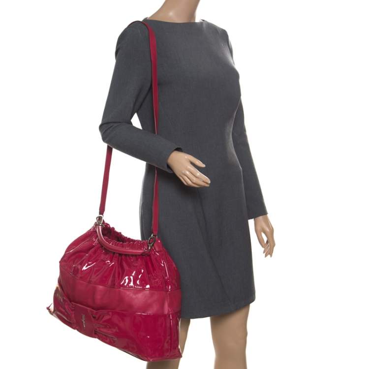 Pre Owned Salvatore Ferragamo Red Leather Hobo