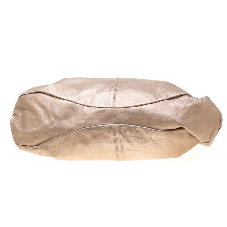 Pre Owned Salvatore Ferragamo Beige Leather and Canvas Bow Hobo 