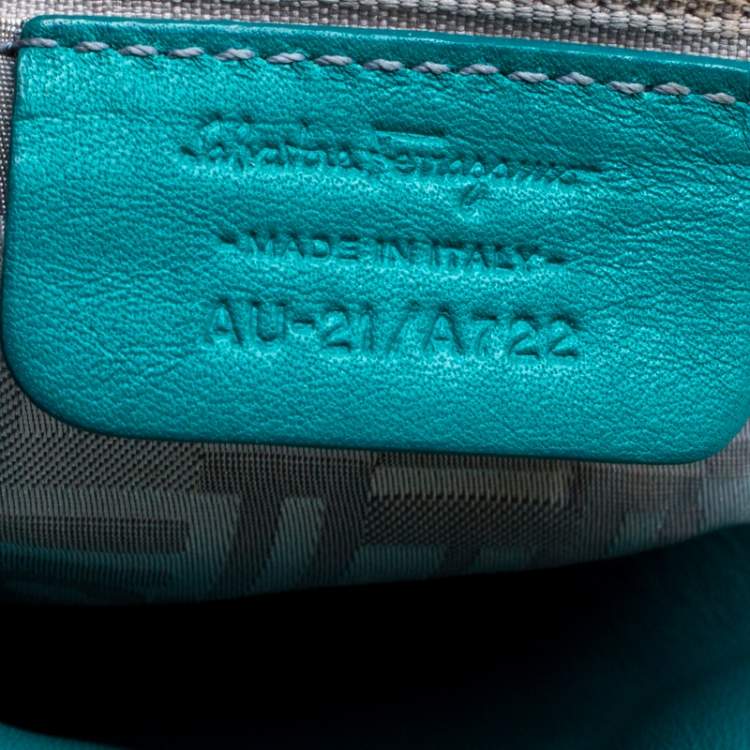 Pre Owned Salvatore Ferragamo Turquoise Leather Ottavia Satchel