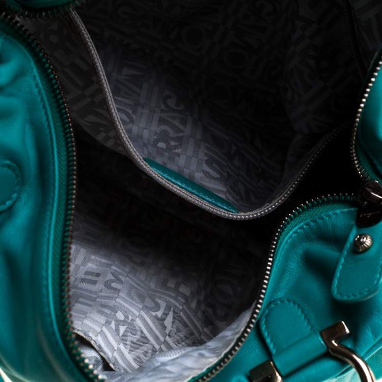 Pre Owned Salvatore Ferragamo Turquoise Leather Ottavia Satchel