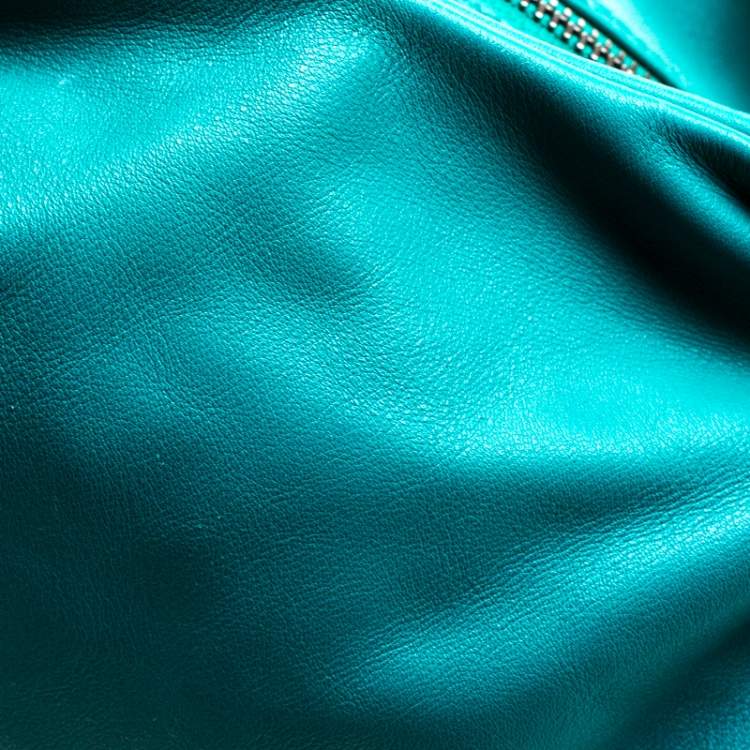 Pre Owned Salvatore Ferragamo Turquoise Leather Ottavia Satchel