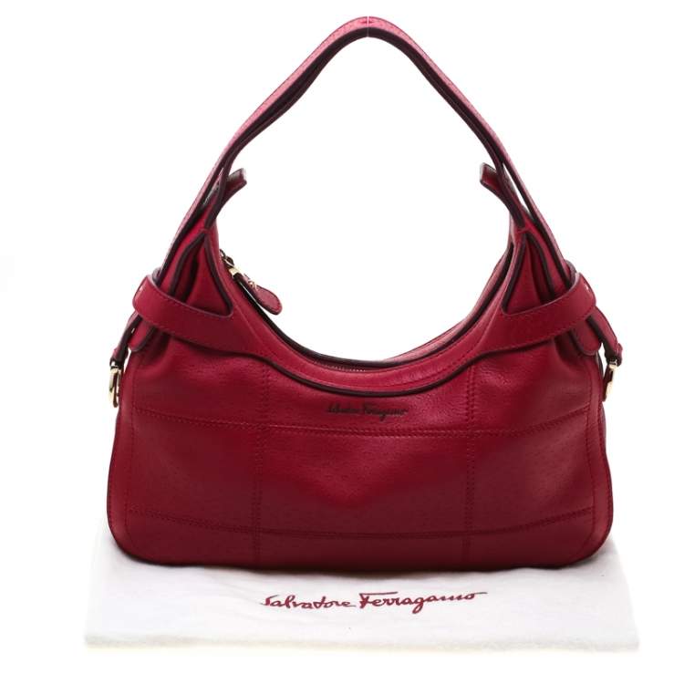 Pre Owned Salvatore Ferragamo Fuchsia Leather Hobo