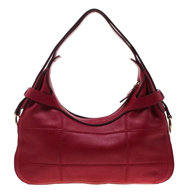 Pre Owned Salvatore Ferragamo Fuchsia Leather Hobo