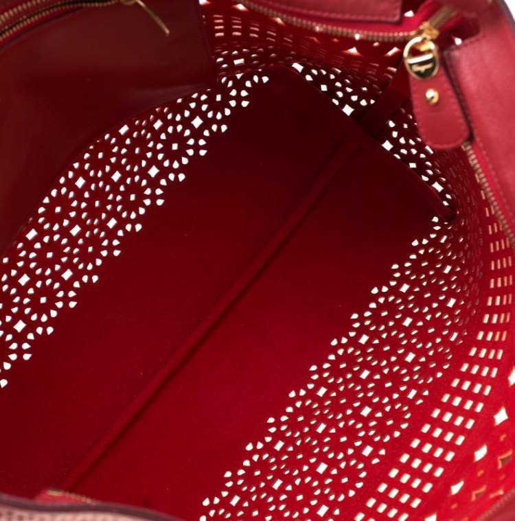 Pre Owned Salvatore Ferragamo Multicolor Leather Laser Cut Shopper Tote