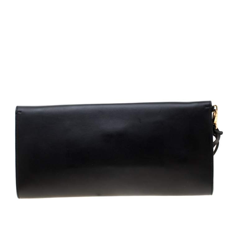 مملوكة مسبقًا Salvatore Ferragamo Black Leather Afef Gancio Clutch