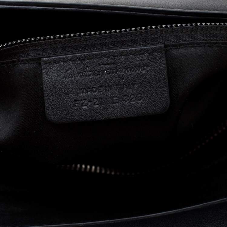 Pre Owned Salvatore Ferragamo Black Lasercut Leather Medium Sofia Satchel