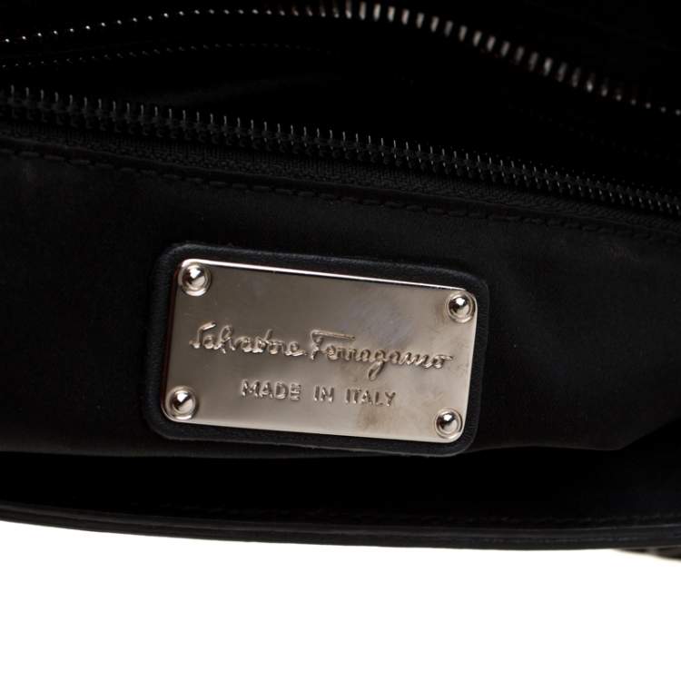Pre Owned Salvatore Ferragamo Black Lasercut Leather Medium Sofia Satchel