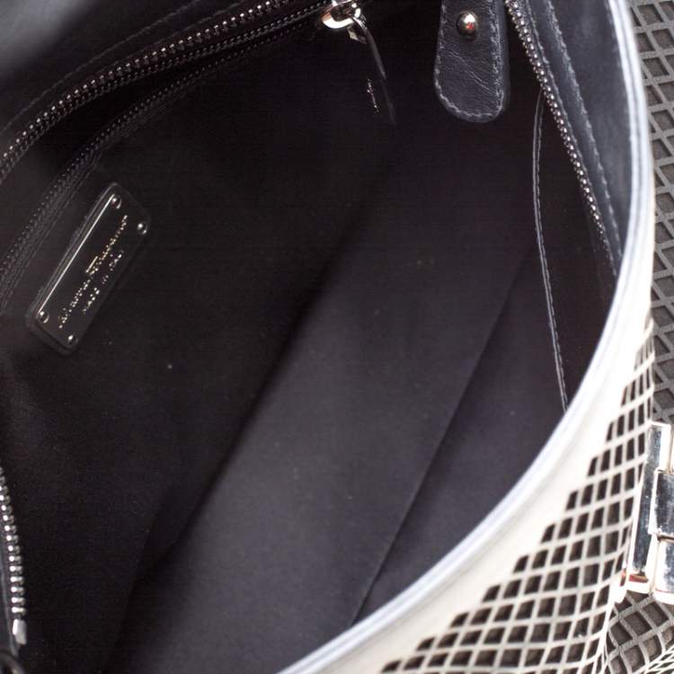 Pre Owned Salvatore Ferragamo Black Lasercut Leather Medium Sofia Satchel