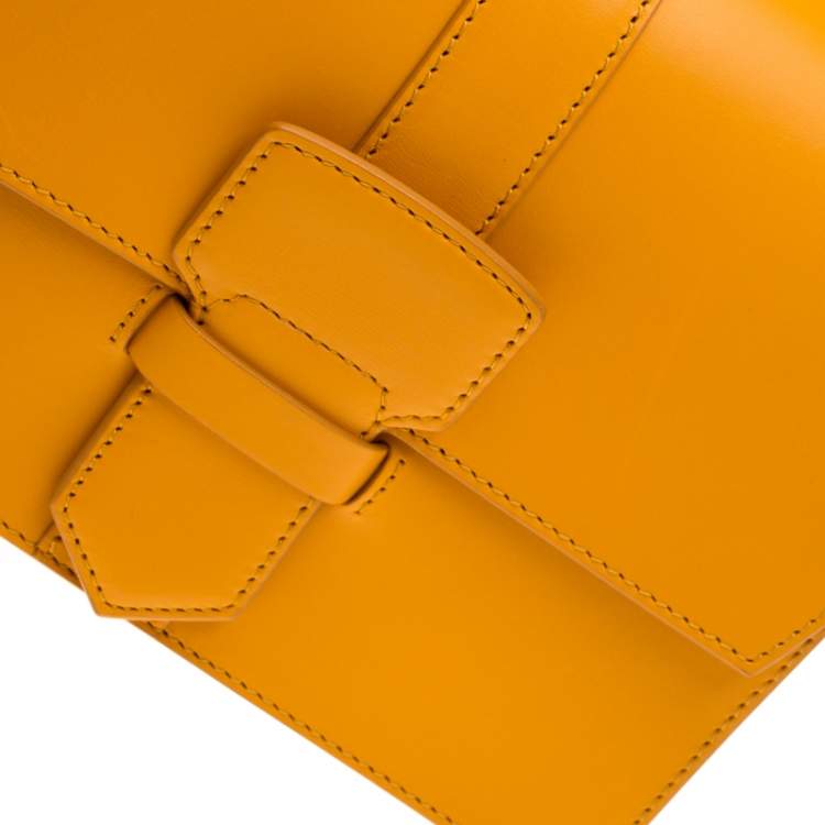 Pre Owned Salvatore Ferragamo Mustard Leather Altea Box Crossbody Bag