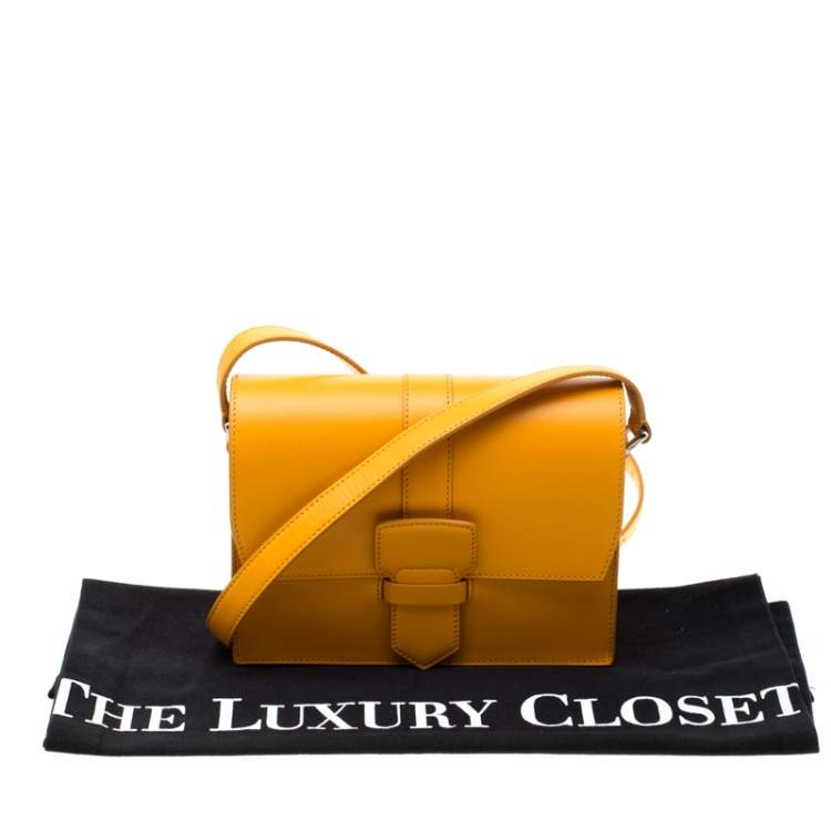 Pre Owned Salvatore Ferragamo Mustard Leather Altea Box Crossbody Bag