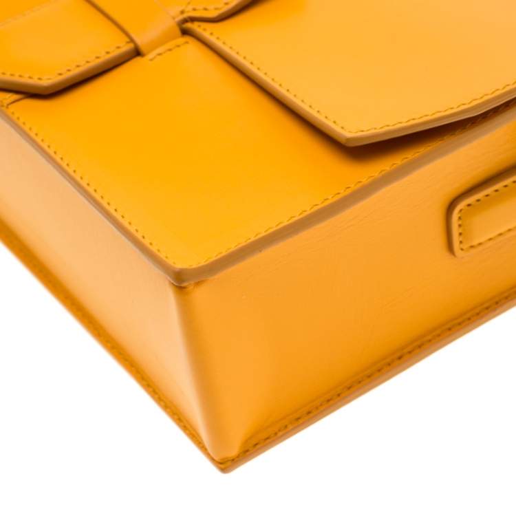 Pre Owned Salvatore Ferragamo Mustard Leather Altea Box Crossbody Bag