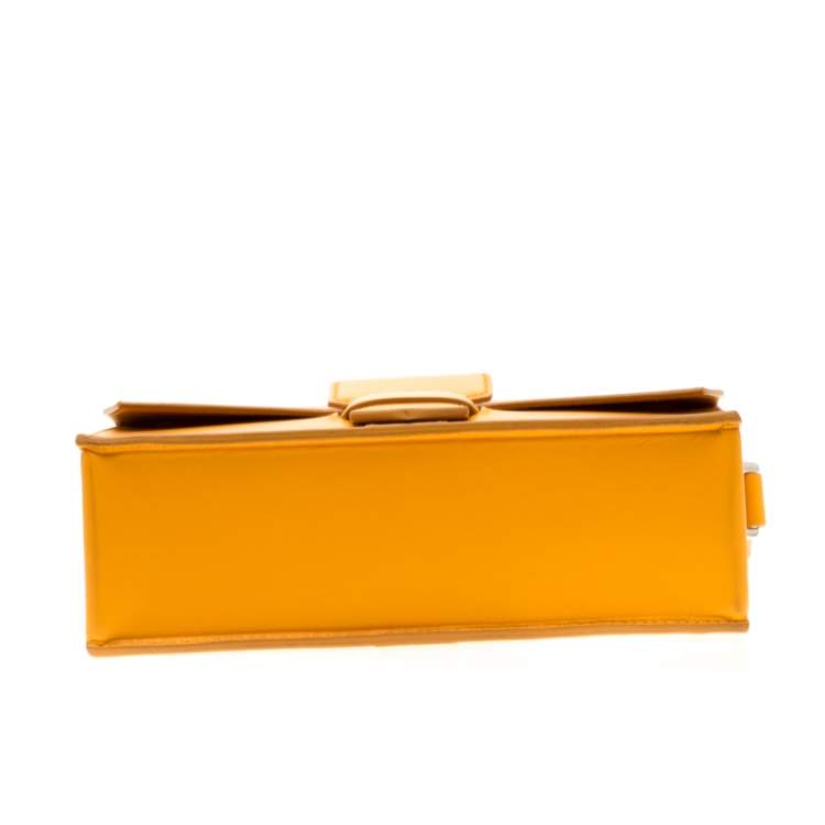 Pre Owned Salvatore Ferragamo Mustard Leather Altea Box Crossbody Bag
