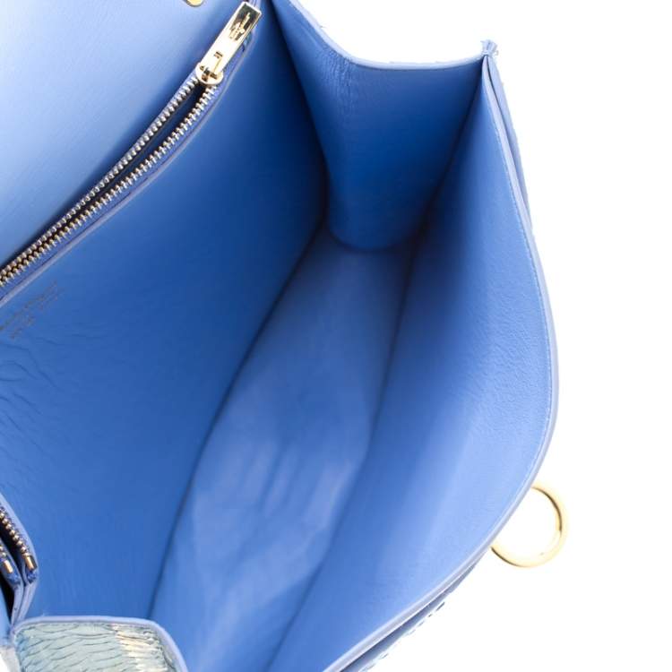 مملوكة مسبقًا Salvatore Ferragamo Blue/Gold Python Gancio Lock Shoulder Bag
