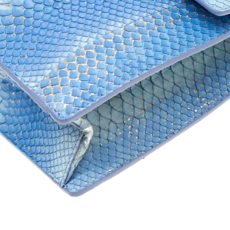 مملوكة مسبقًا Salvatore Ferragamo Blue/Gold Python Gancio Lock Shoulder Bag