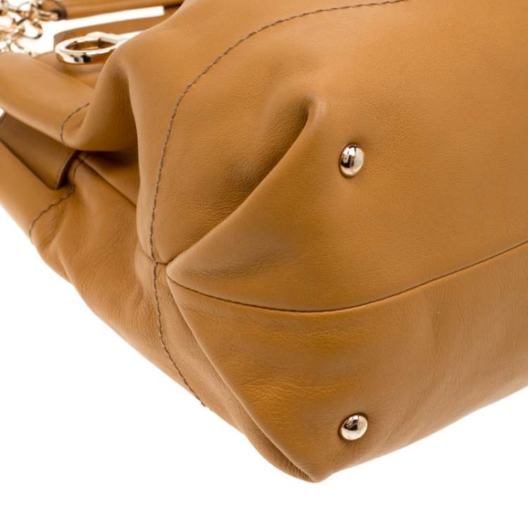 Pre Owned Salvatore Ferragamo Tan Leather W Chain Tote